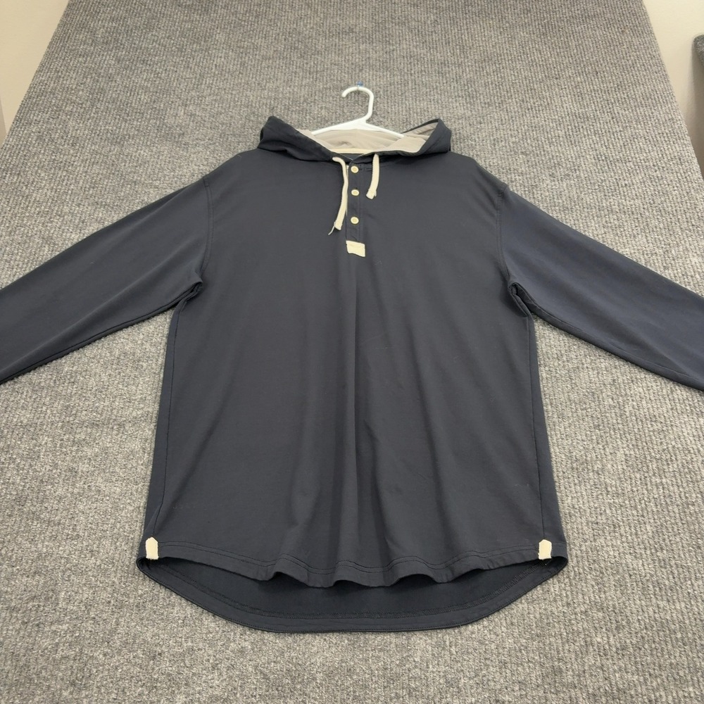 BYLT Hooded Henley Mens XL Navy Blue Cotton Blend Drop Cut‎ Athleisure Casual